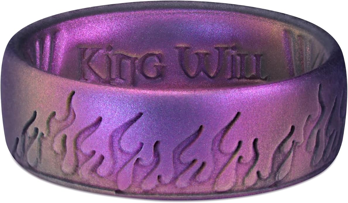 King Will Silicone Ring for Men and Women, 1.8mm Ultra Thick 6.6mm Width, Dome Metallic Style Comfort Fit - Breathable Durable Flexible Wedding Band