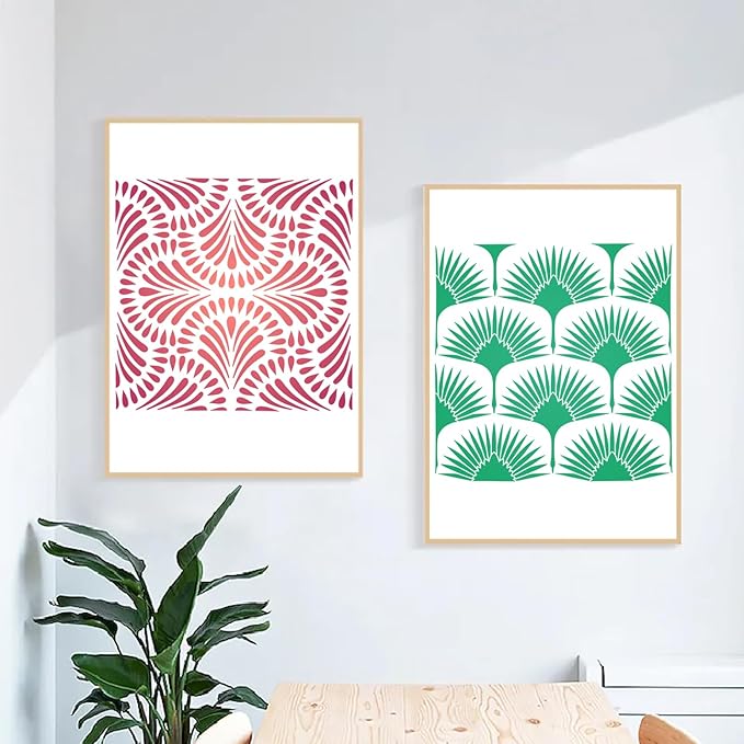 8 PCS Large Geometric Stencils, Reusable Plastic Drawing Template for Painting on Wall Wood Floor Tile DIY Art Furniture Home Decoration, 12 x 12 Inch