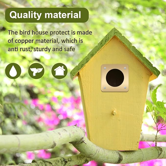 Hotop 18 Pcs 1 1/4'' Opening Metal Bird House Guard Portal Bird House Hole Protector with Copper Opening Protector Guards for Eastern Bluebird Rooms Sparrow Houses
