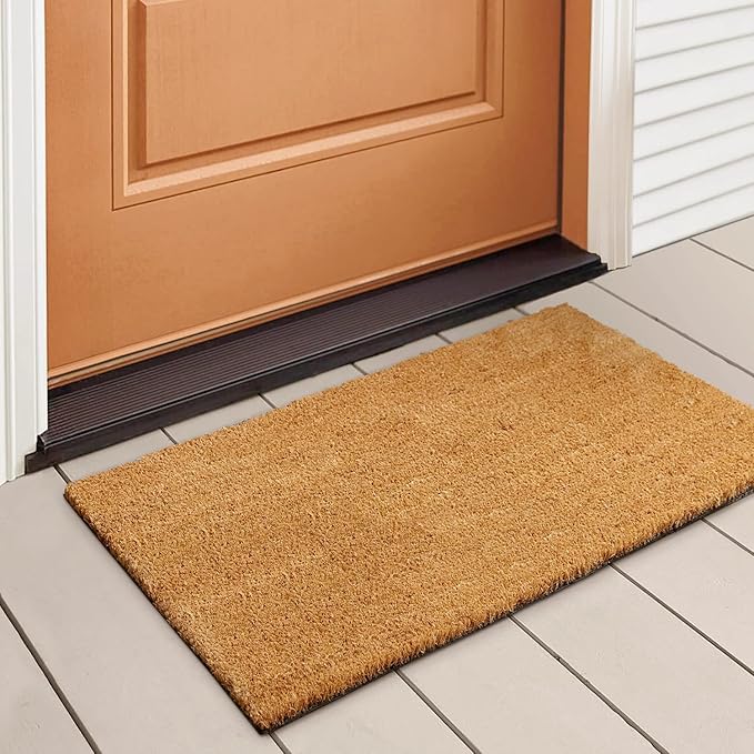 LuxUrux Welcome Mats Outdoor Coco Coir Doormat, with Heavy-Duty PVC Backing - Natural - Perfect Color/Sizing for Outdoor uses. (Natural, 36 x 24)