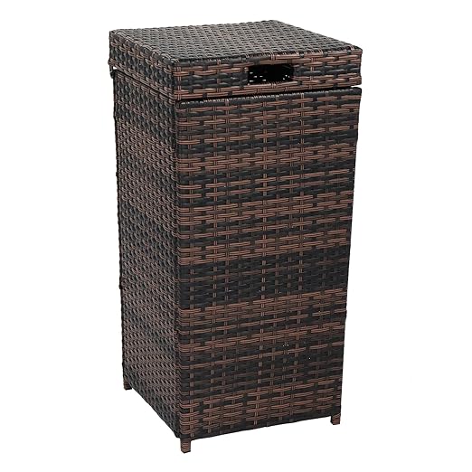 VINGLI 27 Gallon Outdoor Trash Can, Outdoor Dustbin with Convenient Lid for Patio, Garden, Yard, Outdoor Kitchen (Browan with Gradient)