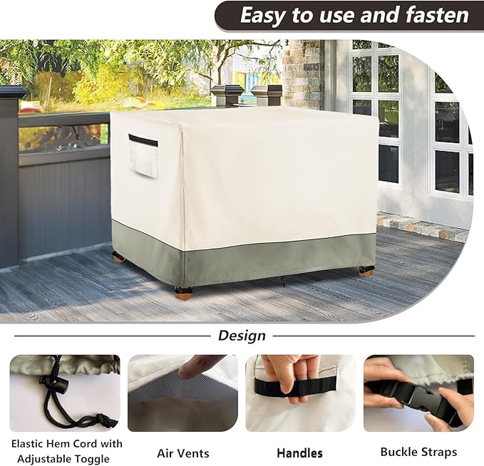 Outdoor Raised Garden Bed Cover,Heavy Duty 600D Waterproof Elevated Wood Planter Box Stand Cover for Winter,48"L x 24"Wx 30"H Inch(Beige & Green,Covers Only)
