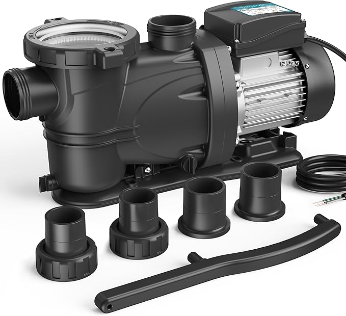 In/Above Ground Pool Pump, Self Primming High Flow (with Timer, 1.5HP, 7350 GPH, 220V)