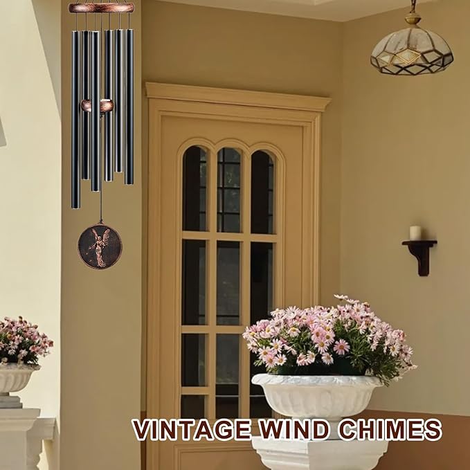 Wind Chimes for Outside, Vintage Angel Deep Tone Wind Chime Outdoor Clearance, Memorial/Festivals/Birthday Gift for Mom Dad Women Grandma, Home Garden Patio Decor (32" Angel)