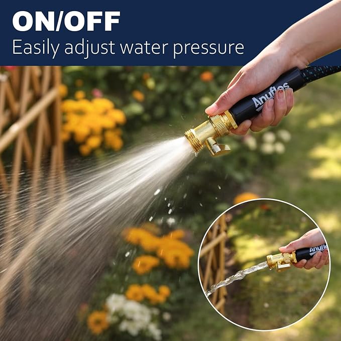 Garden Hose 25FT, Lightweight 3-Layer PVC Flexible Water Hose, No Kink, Leak-Resistant, High-Pressure with Metal Fittings, Durable for Outdoor, Gardening, Washing Cars, Easy to Store
