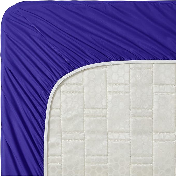 Clara Clark Fitted Sheet Twin Size, Super Soft Twin Fitted Sheet Only Fits up to 16 Inch Mattress - Wrinkle, Fade, Stain Resistant Twin Size Fitted Sheet - Royal Blue Fitted Sheet