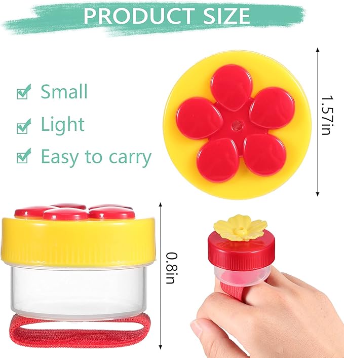Zopeal 4 Pieces Hummingbird Wrist Feeder for Outdoor Hummingbird Hand Feeder Feeding Perch Feed with Adjustable Strap Flower Held Mini Hand Feeding Tools (Ring Style)