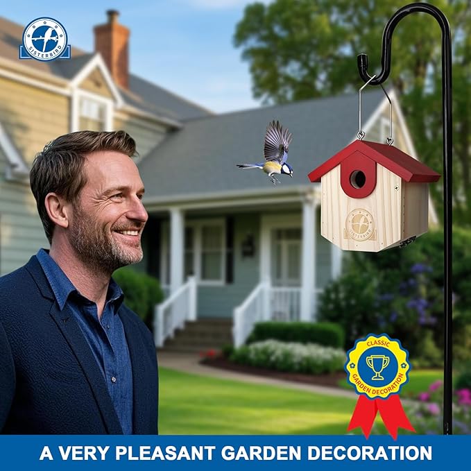 Wren Bird Houses for Outside Cedar Hanging Birdhouses for Outdoors 1-1/8" Entrance Hole Bird Houses for Outside Clearance Wooden Nesting Box Chickadee Predator Guard, Red