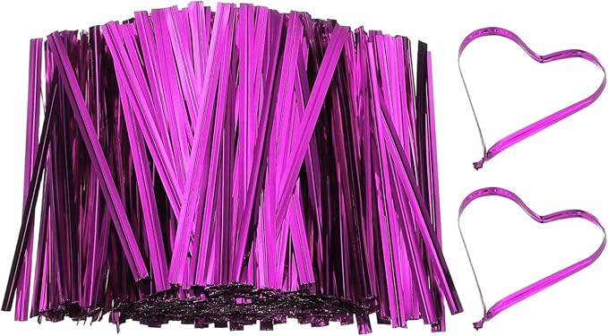 PATIKIL Bag Twist Ties 3 Inch, 800 Pcs Metallic Bread Ties for Treat Plastic Bags Gift Wrapping Candy Coffee Bag Plant Party Cake Favor, Rose Red
