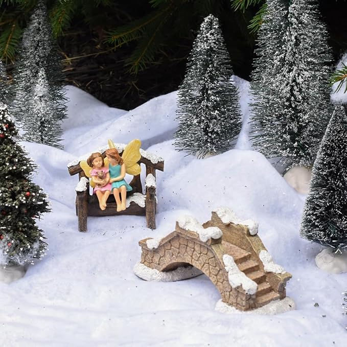 Treasure Gurus Miniature Snow Covered Arch Bridge Outdoor Mini Fairy Garden Dollhouse Landscape Decor