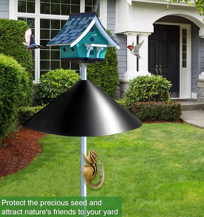 19 Inch PP Squirrel Proof Baffle for Protecting Outside Pole Bird Feeders and Bird Houses, Pole Mount Raccoon and Squirrel Guard Stopper for Shepherd Hooks - Black, 1 Pack