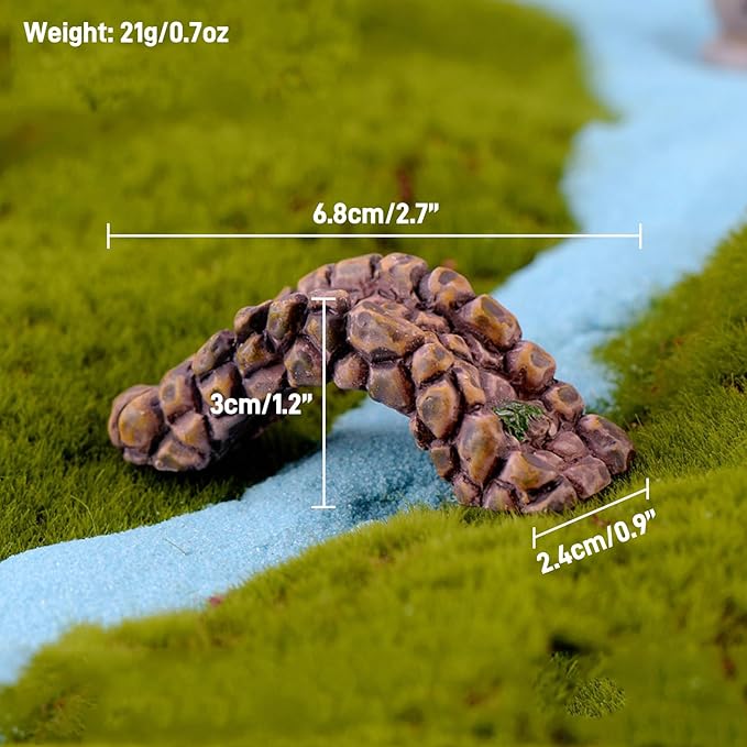 8 Pcs Fairy Garden Accessories Outdoor Resin Miniature Bridge Figurines Mini Lighthouse Tiny Water Well Micro Pond Small Lawn Ornaments Kit for DIY Craft Gift Landscape Dollhouse Succulents Home Decor