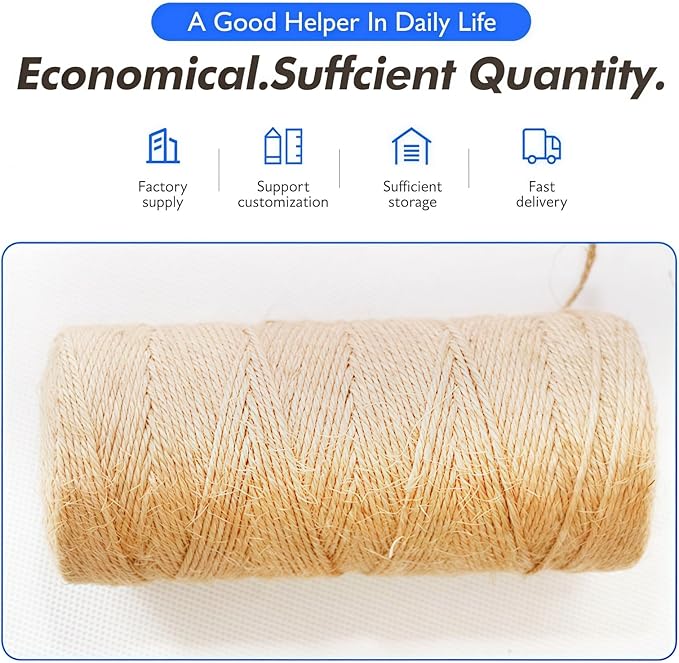 2MM Natural Jute Twine String — 600Ft Brown Durable Jute Rope, Used for Hand Crochet, Climbing Plant, Gardening Flowers, Home Decorations, Art Crafts Gift Packaging, Weddings, Christmas