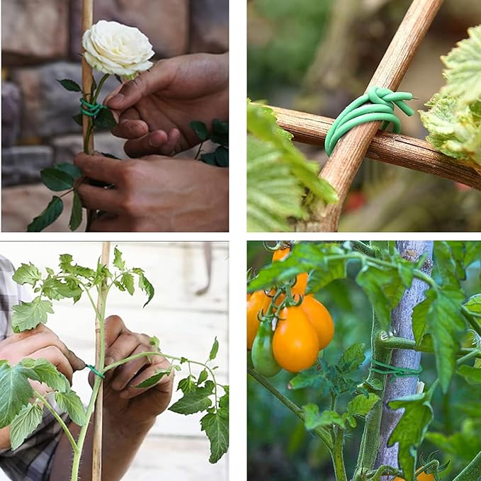 65.5 Feet Twist Ties for Climbing Plants Green Gear Ties Garden Plant Wire Outdoor & Indoor Plants Supporting Tree Tomatoes Vegetables Tape (Diameter - 2.5MM)