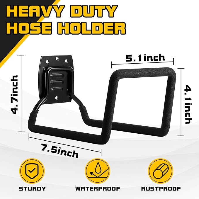 Garden Hose Holder, Metal Wall Mounted Water Hose Reel for Outside, Durable Hook Stand for Garden Hose Storage, Water Hose, Extension Cords, Flexable Hose Use(1Pack)