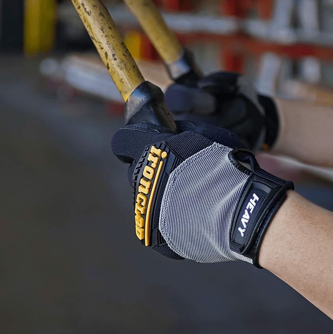 Ironclad Heavy Utility Work Gloves HUG, High Abrasion Resistance, Performance Fit, Durable, Machine Washable, (1 Pair), SMALL Black & Grey