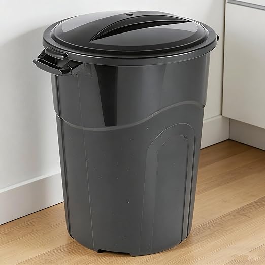 32 Gallon Trash Can with Click Lock Lid, Heavy-Duty Injection Molded Plastic Wastebasket, Large Garbage Bin for Kitchen, Outdoor, Commercial Use
