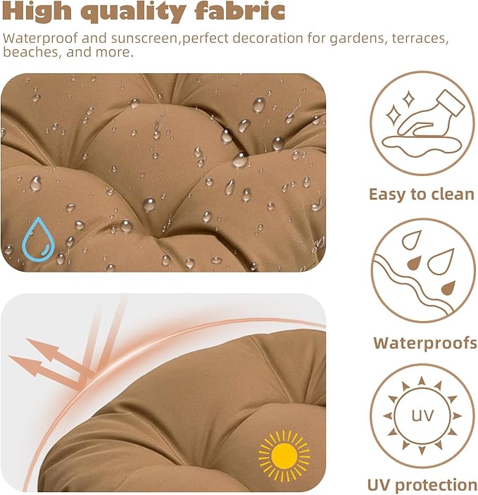 Outdoor Chair Cushions Set, 2 Pcs Seat Cushions with Ties Waterproof Chair Pads, Patio Wicker Tufted Cushions 19"x19"x3.9", Dark Grey