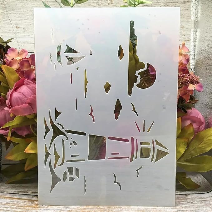 TIAMECH A4 Reusable Lighthouse Sea Sail Stencil for Painting - Beach Sunrise Layering Template, DIY Wall Art, Wood Furniture, Scrapbook & Crafts (8.3x11.7inch)