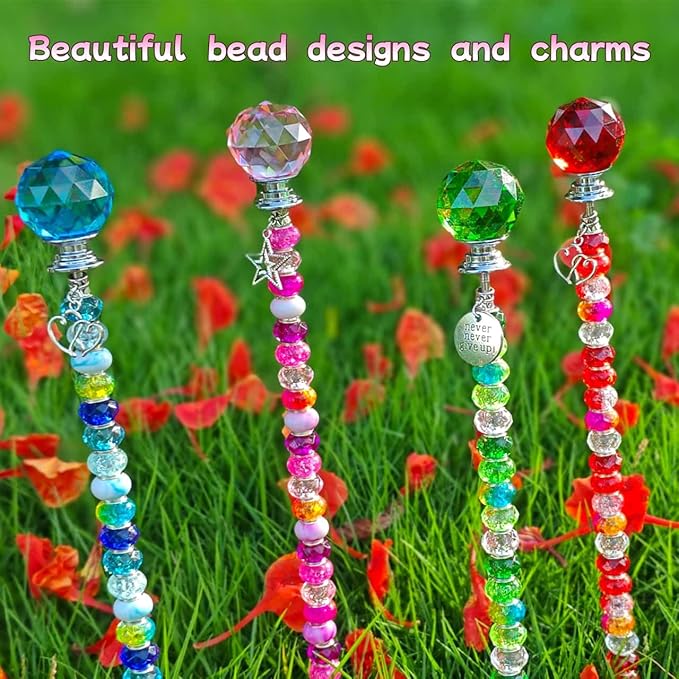 320 Pcs Beadable Items - DIY 10&12 Inch Fairy Wand Beaded Garden Stakes Decorative Kit, Fairy Garden Accessories Outdoor Kit for Different Festivals