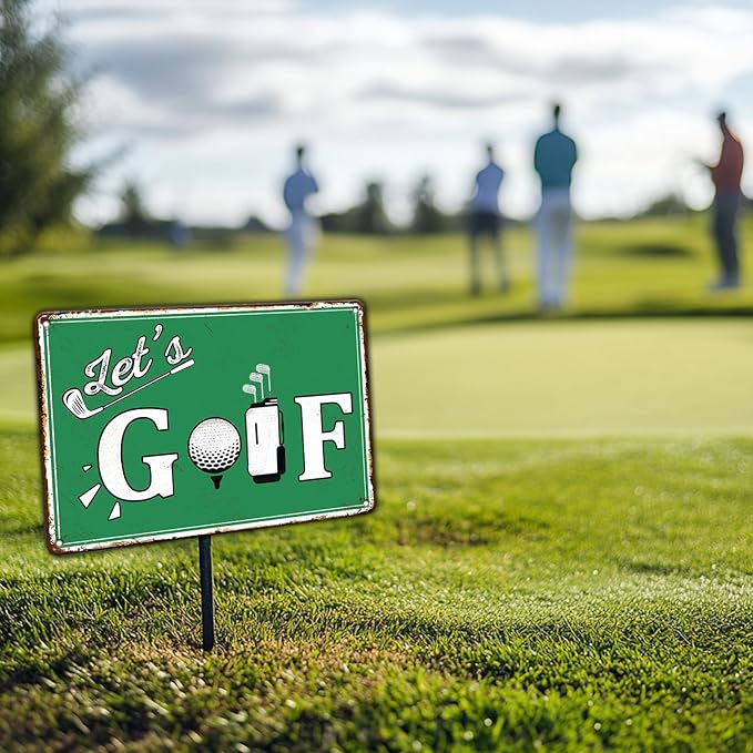 Let's Golf Funny Golf Ball Metal Tin Sign Wall Decor for Golf Country Club Cave Bar 8x12 Inch