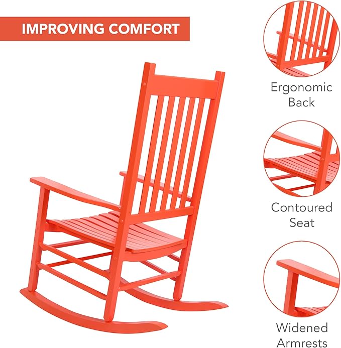 Shine Company Vermont Rocking Chairs, Outdoor Front Porch Rocker Set of 2, Tuscan