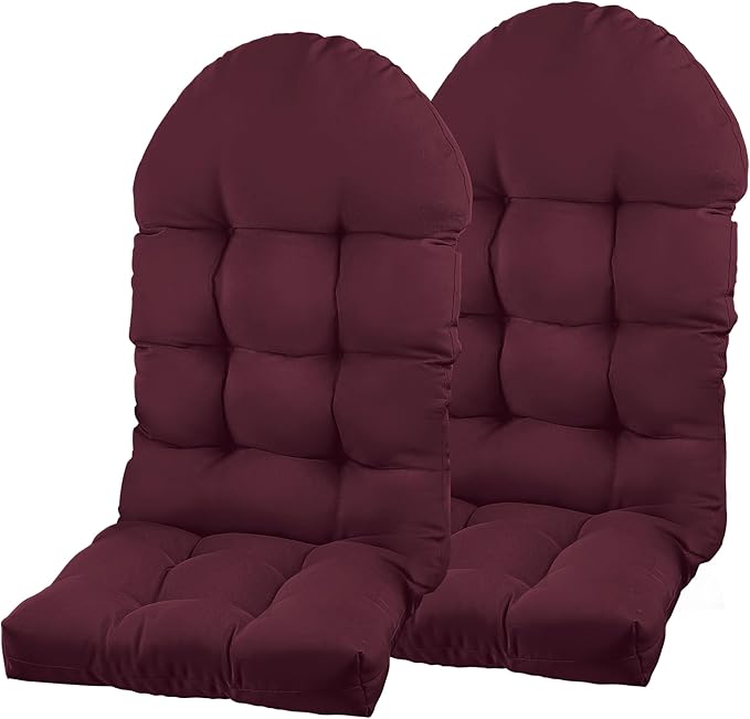 Large Adirondack Chair Cushion, Rocking Chair Cushion 50x20.8x4 inch, High Back Patio Cushions of Upper and Lower with Ties, Sunscreen and Fade-Resistant (Beaujolais, 2)