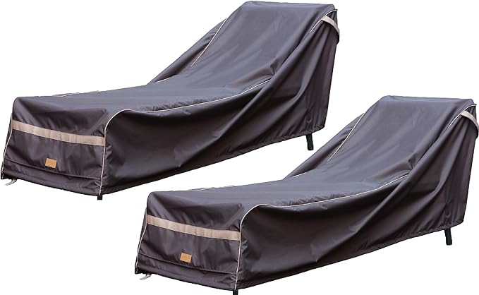 Patio Chaise Lounge Cover Waterproof, Heavy Duty Outdoor Lounge Chair Covers, Dark Grey Durable Patio Furniture Covers, 2Pack, 68" L*28" W*30" H