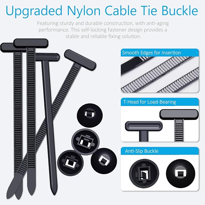 2026 Upgraded Nylon Universal Cable Tie Buckle, Heavy Duty Self-Locking Rivet Zip Ties, Multifunctional Cable Tie Buckle for Car Daily Repair, Home, Office, Garden, Workshop(150Pcs)