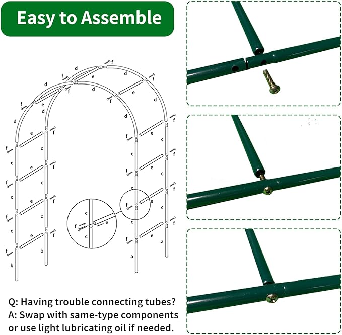 100% Metal Garden Arch Trellis for Climbing Plants Outdoor, Assemble Freely 2 Sizes,Pumpkin Archway Outdoor Garden Arbors and Arches for Wedding Party Decoration