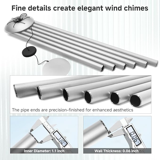 66" Extra Large Wind Chimes for Outside Deep Tone, 6 Thick and Bold Aluminum Tubes Tuned Relaxing Melody Wind Chime, Big Wind Chimes for Garden Patio Decor, Great Gift Idea for Mother's Day (Silver)