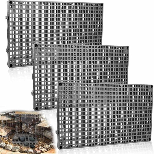 3 Pack Heavy Duty Fountain Basin Grate, 24"x 12" Pondless Waterfall Kit, Water Grid for Raised Beds, Rectangular Hide Reservoir Grates for Indoor & Outdoor Ponds, Waterfall Fountains, Water Gardens