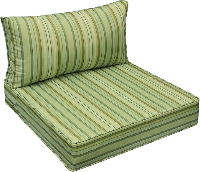 AAAAAcessories Outdoor Seat Cushions for Chairs, Fade-Resistant, Waterproof Patio Furniture Replacement Cushions, 23.5" x 25.5" x 5" + 23.5" x 13.5", Mossy Forest Stripe