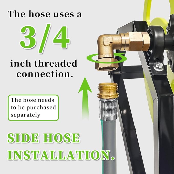 Garden Hose Reel Heavy Duty ，for 5/8" Hose Reel with Crank Handle Retractable, Wall/Floor Mount Metal Hose Reel, Holds up to 300-Feet.（Hose not included）