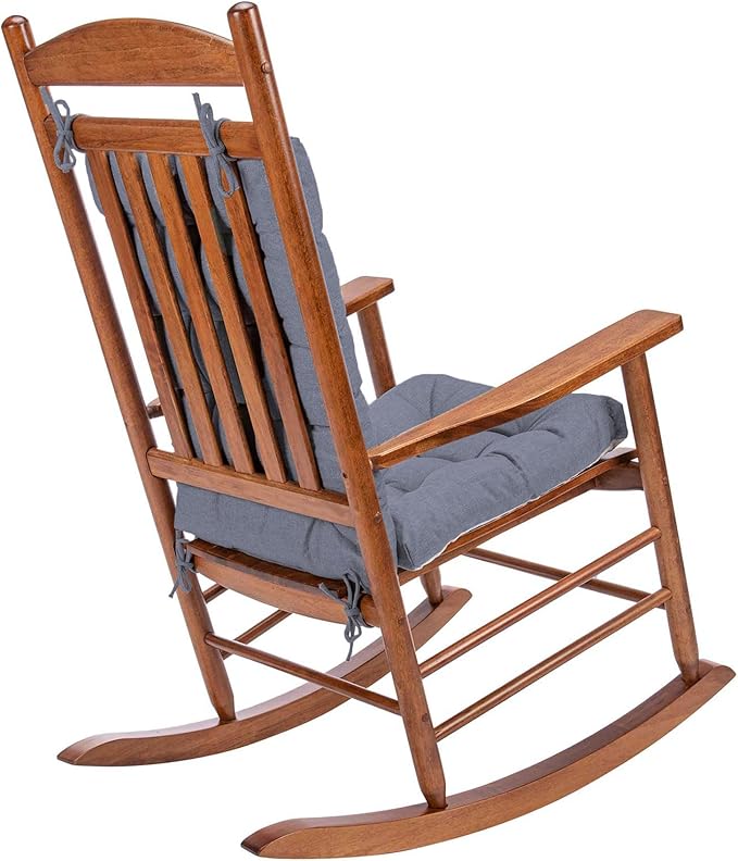 Rocking Chair Cushions Comfortable Tufted Seat Cushion Pads Non-Skid Backed Set of Backrest Cushion and Seat Bottom for Porch Rocker Adirondack Chair (Grey, Backrest-24X17,Bottom-17x17)