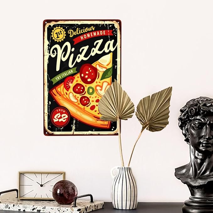 Pizza Vintage Metal Tin Sign Retro Rustproof Funny Art Wall Decor Gift 8x19 Inch