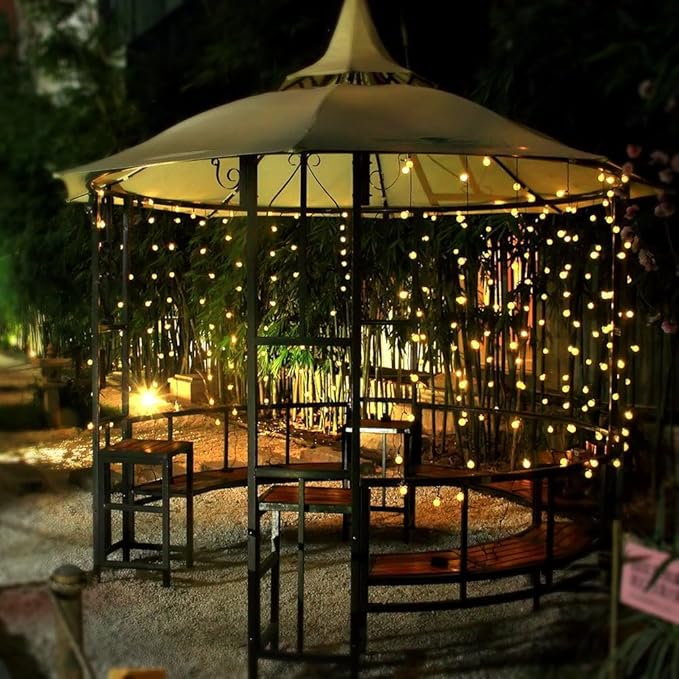 Toodour Solar String Lights Outdoor, 56ft 100 LED Globe String Lights with 8 Modes, Waterproof Solar Powered Patio Lights for Garden, Lawn, Gazebo, Porch, Yard, Wedding, Party Decor - Warm White
