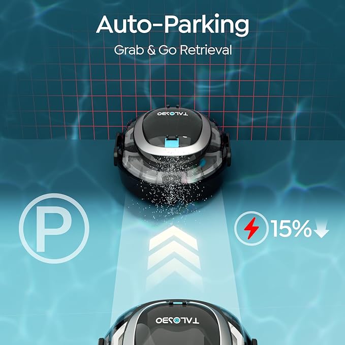 [2026 New] TALOSBO S2 Robotic Pool Cleaner – Dual-Layer Filtration, 90-Min Runtime, Powerful Cordless Pool Vacuum for Above-Ground & Flat Pools, Efficient Debris Removal & Auto-Parking Design