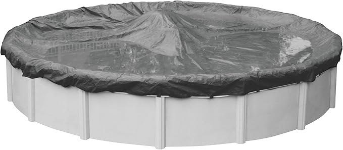 Robelle 30 ft Ultimate Charcoal Winter Pool Cover for Above Ground Pools, 4 ft Overlap (34 ft Cover Size), Solid 14 x 14 Scrim, 5.2 oz/yd2, 20-Year Warranty, Style: 5130-4