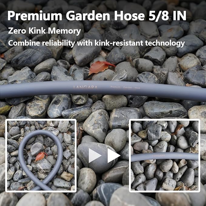 Heavy Duty Premium Garden Hose 50ft x 5/8", 300PSI Working, 1000PSI Burst, Hybrid Rubber Water Hose with Transparent Swivel Handle - Hot/Cold Water - Five Layered Braiding with Brass fittings (Grey)