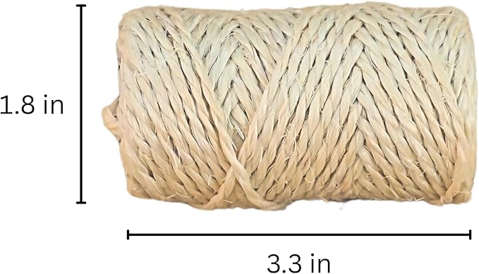 Premium Brazilian Sisal Twine, Natural Fiber 100% Sisal, Heavy-Duty, Ultra Durable, Ideal for DIY Projects, Home Decor, Gardening, Crafting, Gifting, Wrapping (105 ft / 32 m Coil)