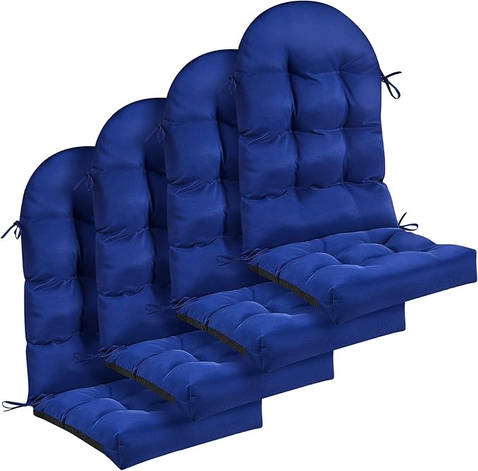 Geelin 4 Pcs Adirondack Chair Cushion High Back Patio Chair Cushion 44 x 19 x 4 Inch Tufted Weather Resistant Fade Resistant Seat Rocking Chair Cushion for Patio Rocking Chair Cushion Seat (Dark Blue)