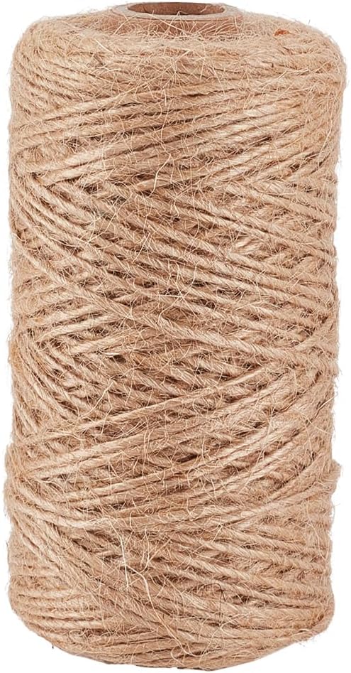 100M/328 Feet Natural Jute String 1mm Thin Macrame Rope Linen Twine Hemp Handmade Garden Wrapping Packing Hanging Roll Thread Cord for Gardening Home Gift Packing Wrapping Craft Decoration