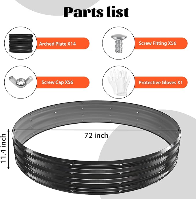 72 Inch Round Galvanized Fire Pit Ring/Fire Ring - Foldable and Perfect for Outdoor Gatherings and Campfires in The Yard/Garden/Park/Beach (Black+Gray, 6 FT Diameter+1 FT Tall)