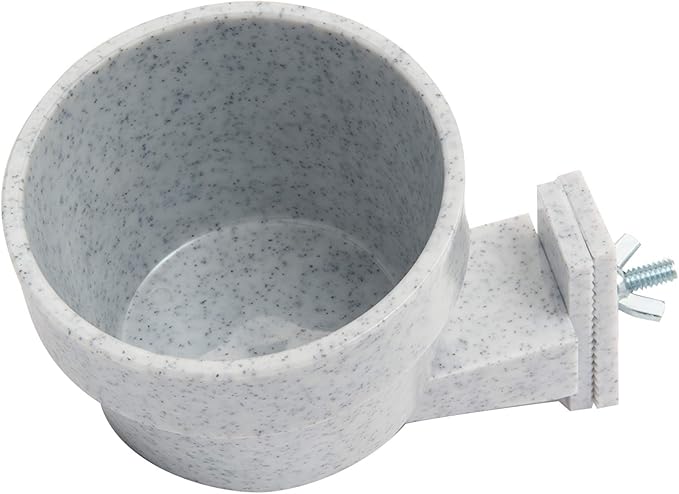 Lixit Kennel Cage Water Bowl Hanging - Non Spill Dog Crate Bowls - Durable Crate Water Bowl for Pets - Securely Attaches to Cage for Convenient Feeding and Drinking (10oz, Granite)