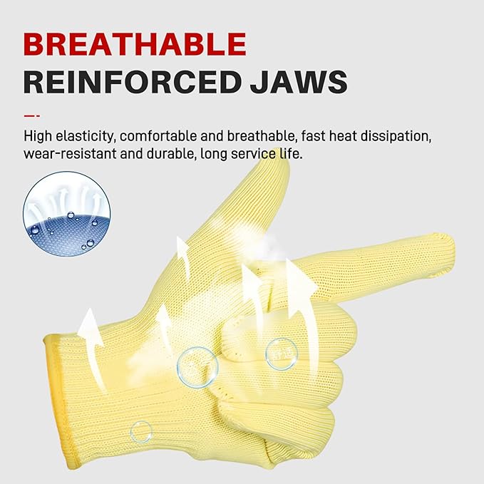 Heat Cut Resistant Gloves,Kevlar Oven Gloves With Fingers,Heat Resistant Up To 550°F, Thick Knit Design,Machine Washable - Grill Mitts For Men & Women(L)