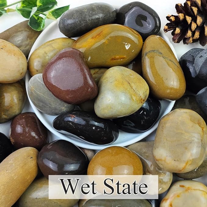 Natural River Rocks, Small Rocks for Plants Decorative Polished Pebbles for Fish Tank, Gardening, Flower Pots, Vase Fillers, Indoor Water Fountains, Landscaping, 40lbs, 2-3 Inch