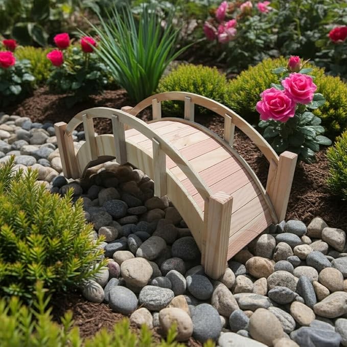 SamsGazebos Miniature Japanese Wood Garden Bridge 25 Inches Unfinished