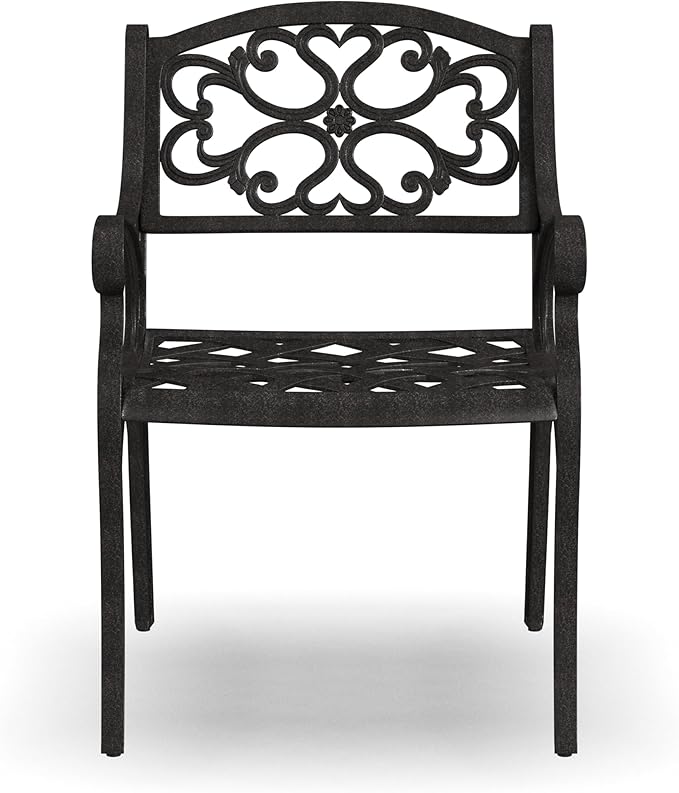 Homestyles Outdoor Cast Aluminum Chairs, 2-Pcs Set, Bronze (Set of 2) with Armrest, Patio Dining Chair Pair for Balcony, Backyard, Deck, Garden