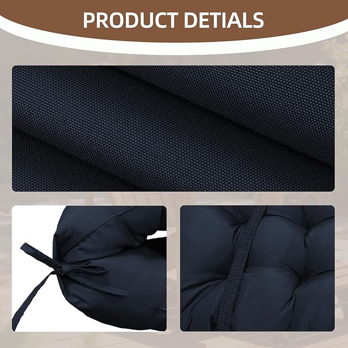 Outdoor Adirondack Chair Cushion, 44x19x4 Inch Rocking Chair Cushions, High Back Patio Soft Seat Pad with Ties, Indoor Outside Use, Fade-Resistant & Waterproof, Dark Blue